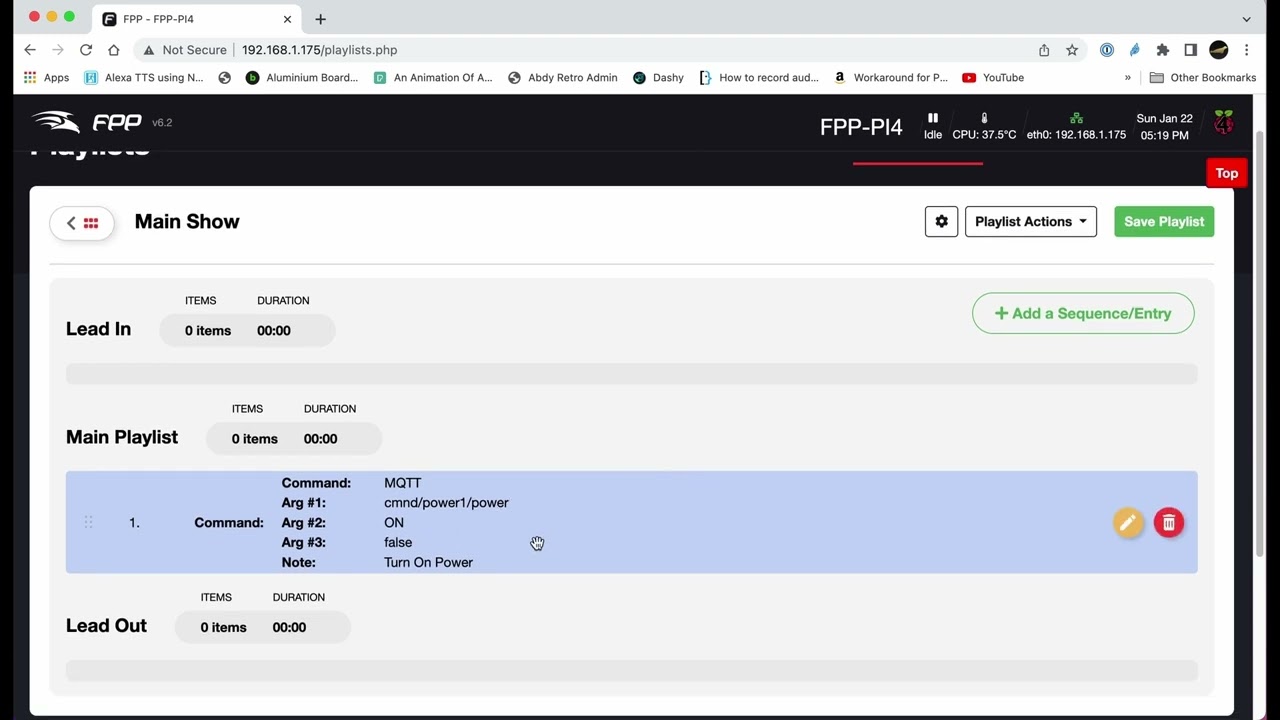 Adding MQTT commands to an FPP Playlist (xLights Tutorial)