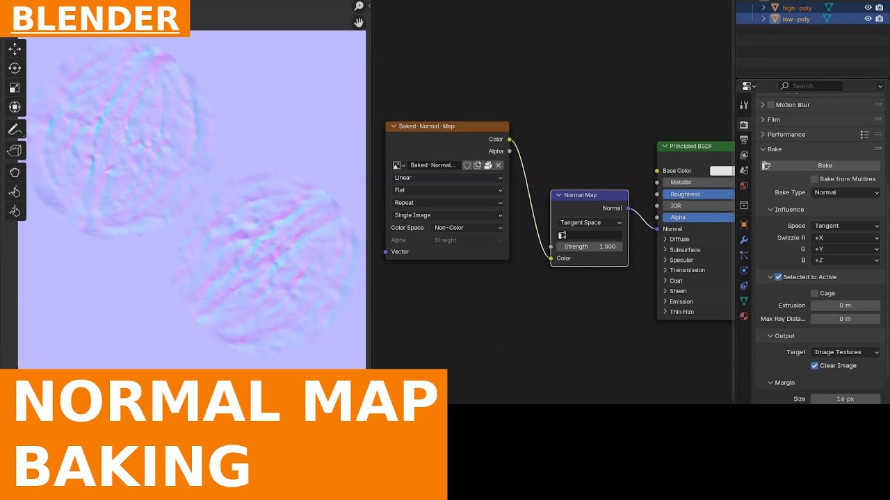 Baking a Normal Map: transferring details from a High Poly model to a L.P. model in Blender