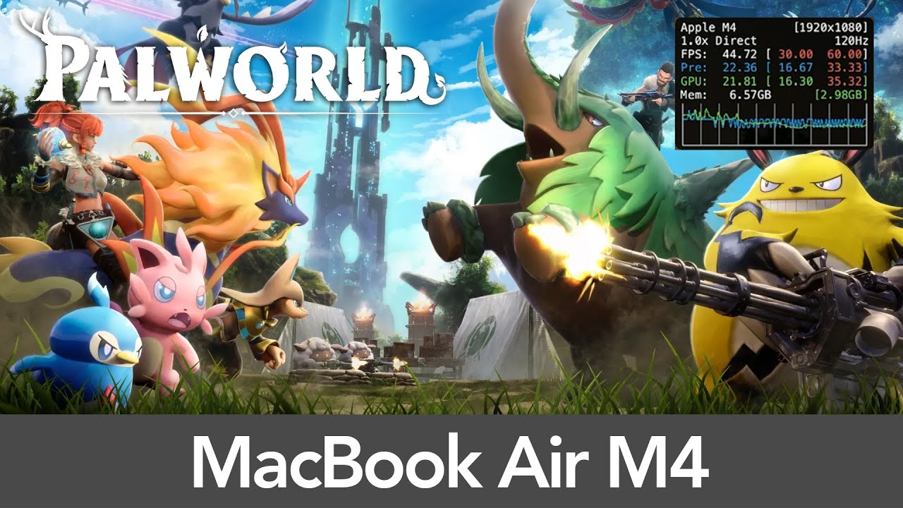 15-дюймовый MacBook Air M4 (16 ГБ ОЗУ) Palworld &mdash; производительность/мультиплеер (при участии Mac...