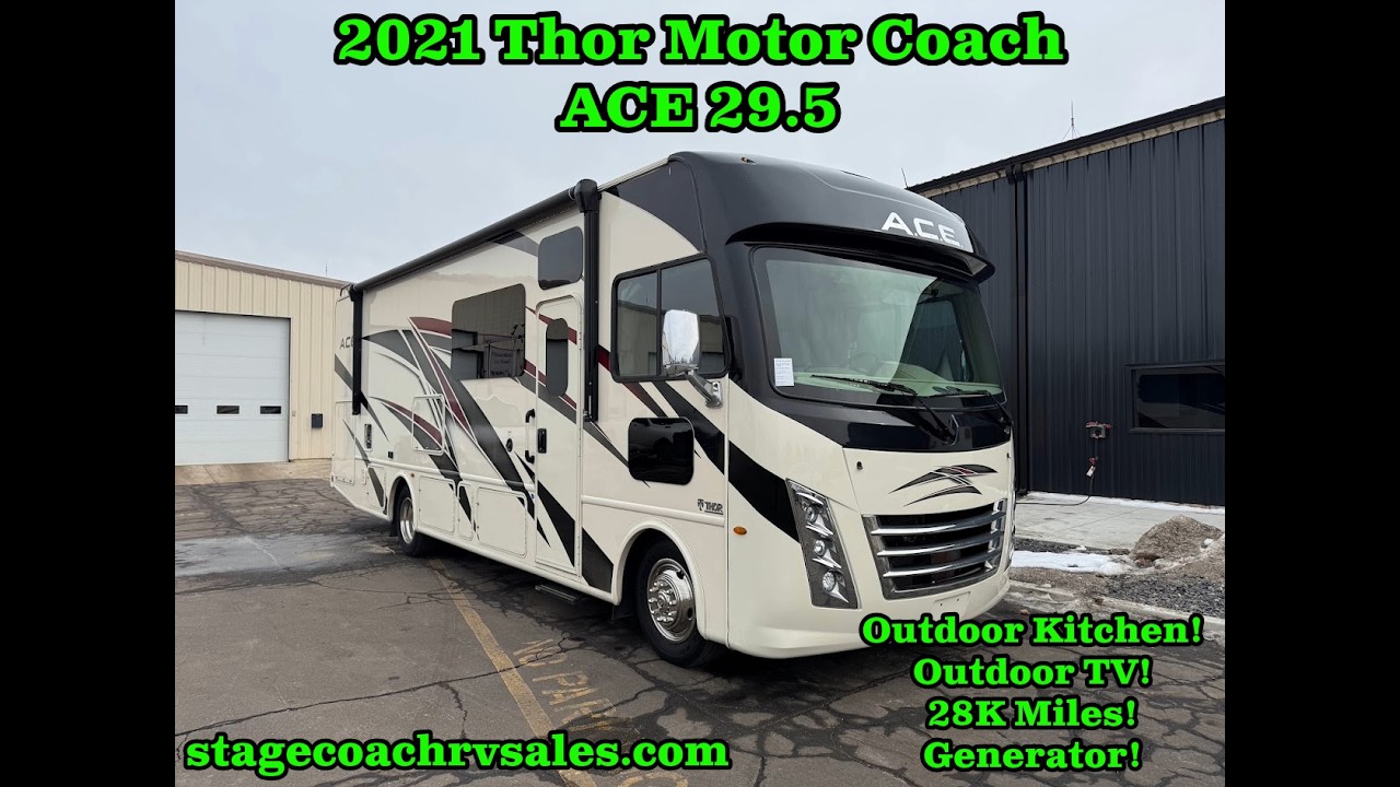 21 THOR MOTOR COACH ACE 29 5 WALKTHROUGH! OUTDOOR KITCHEN! OUTDOOR TV! 28K MILES! GENERATOR!