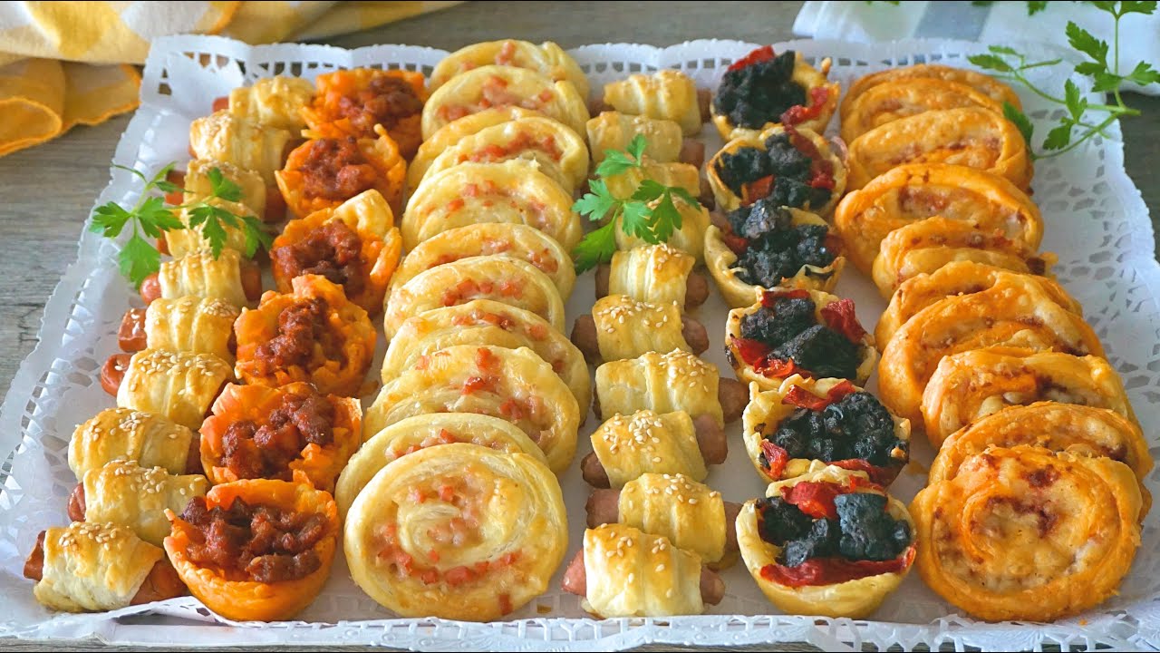 Canapés de hojaldre fáciles, rápidos y con pocos ingredientes.