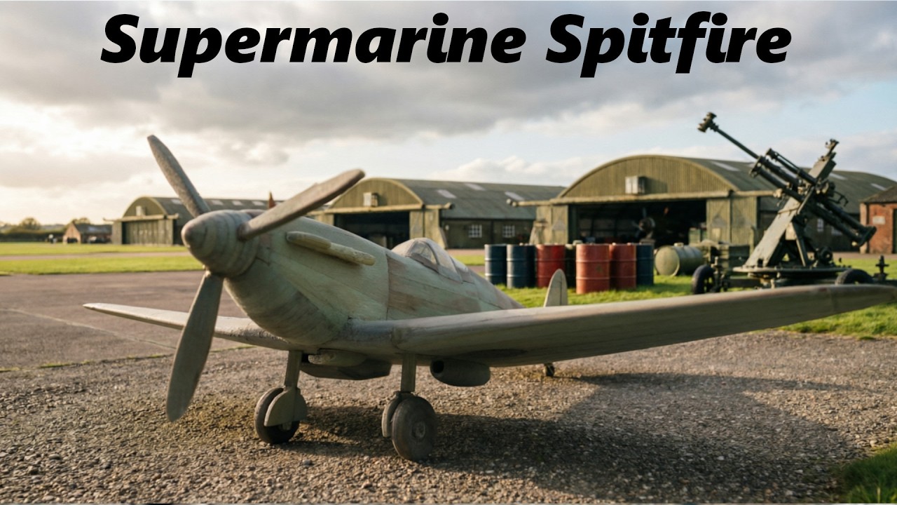 Avión spitfire hecho con palitos de helado