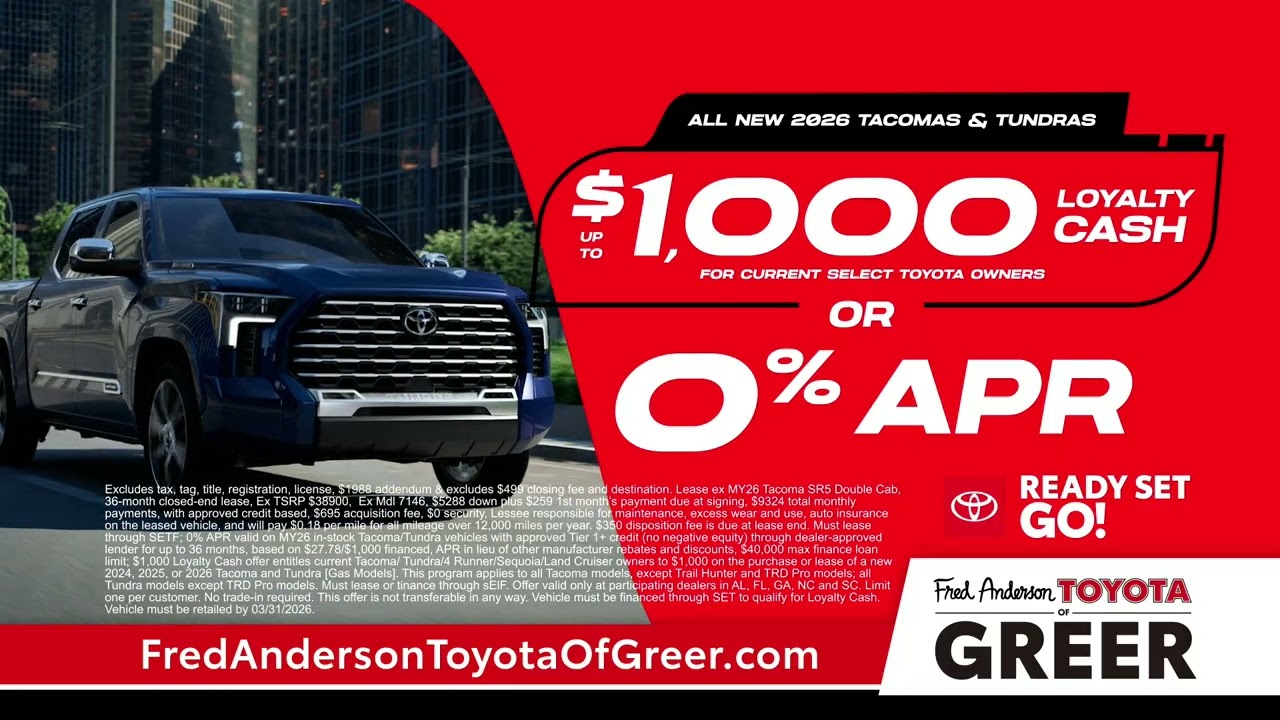 Fred Anderson Toyota of Greer | Toyota's Ready Set Go - Truck Specials