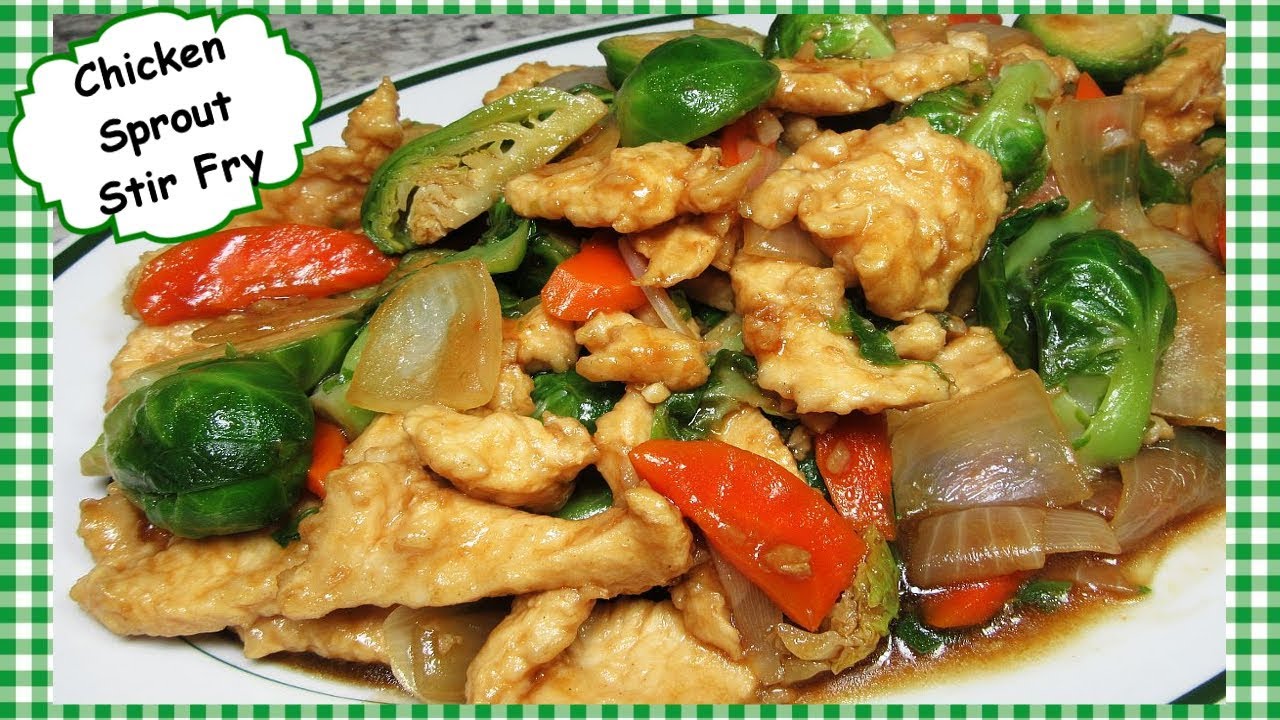 Chinese Velvet Chicken and Brussel Sprouts Stir Fry Recipe ~ Brussels Sprouts