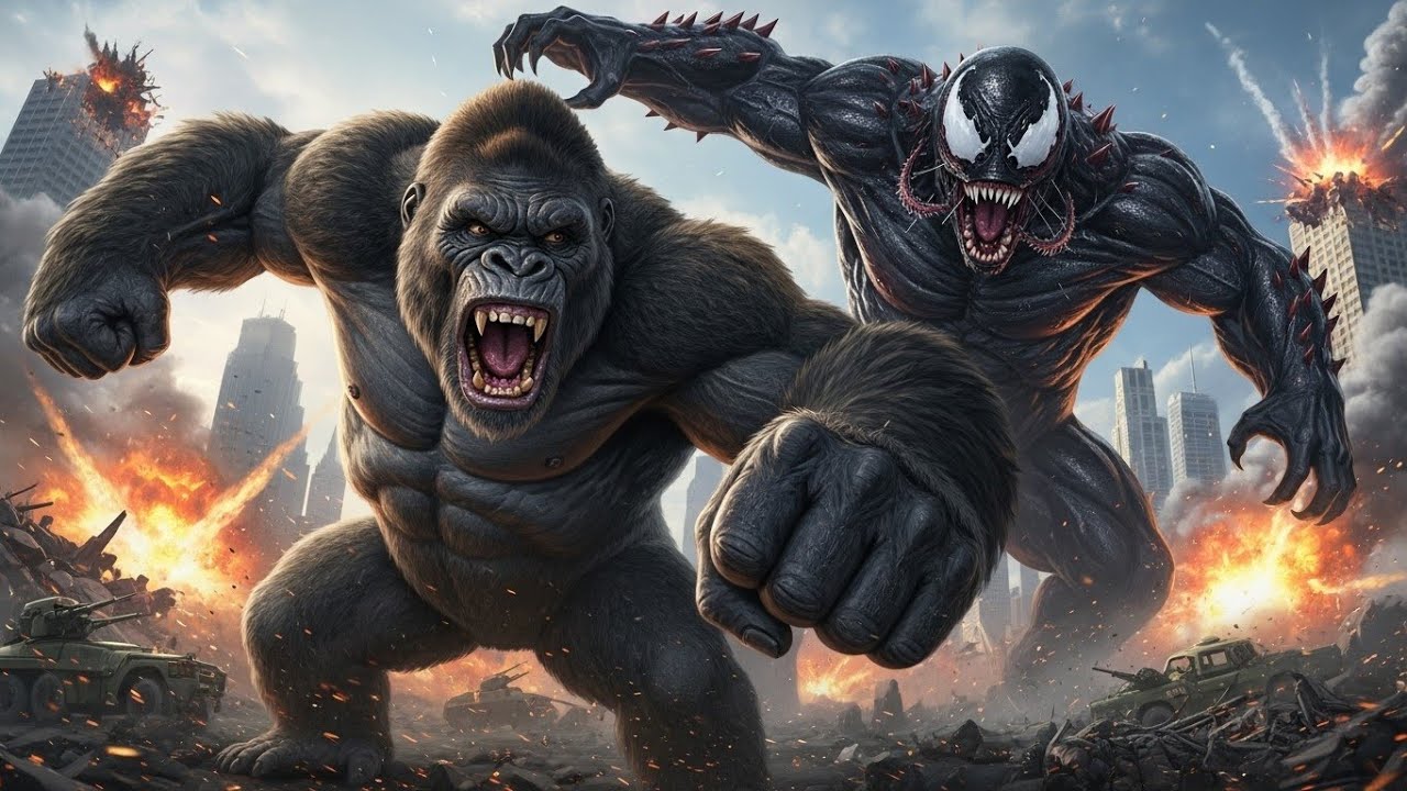 KING KONG vs GIANT VENOM - Epic Monster Fight in NYC - Brutal Army Destruction
