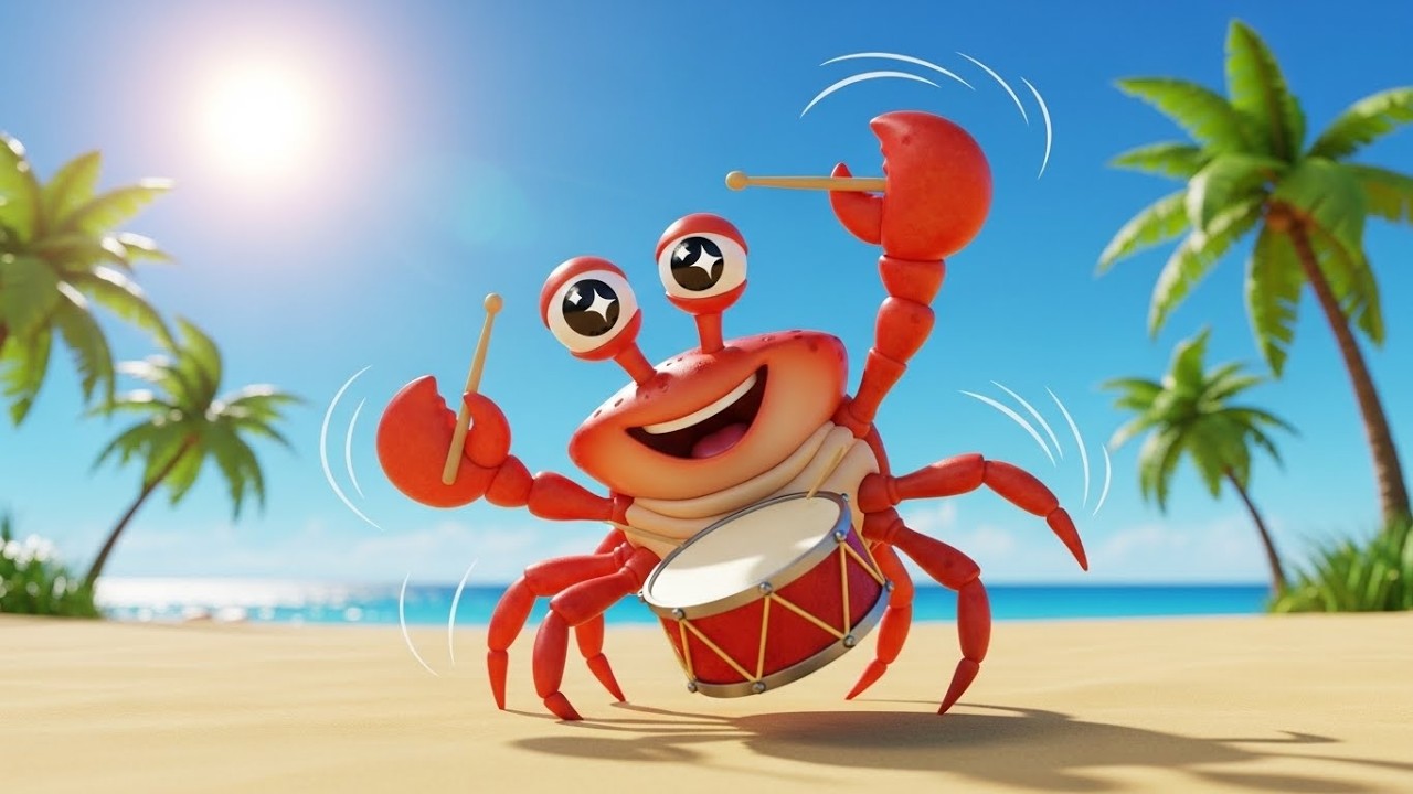 Забавный краб играет на барабане «Бум-Бум» 🦀🥁🌊 | Мультфильм для детей и весёлые приключения