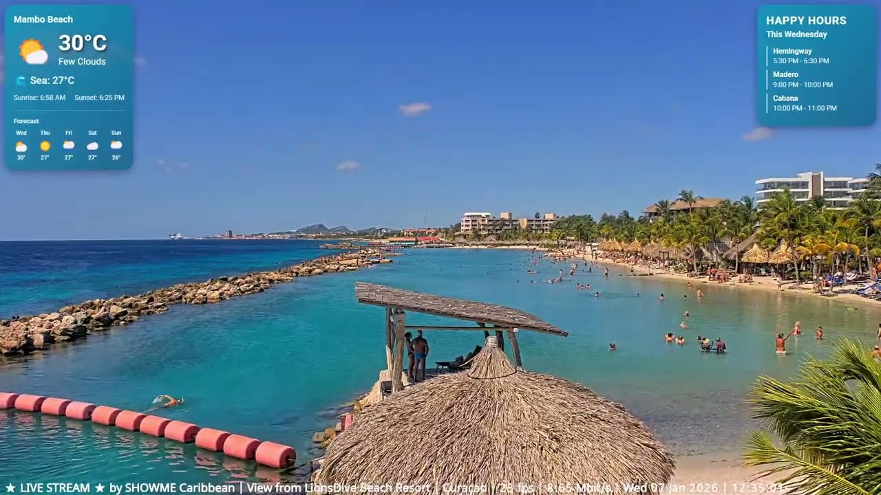 ☀️ Mambo Beach Weather Cam LIVE - Curaçao | Current Conditions & Sea Temp🌴