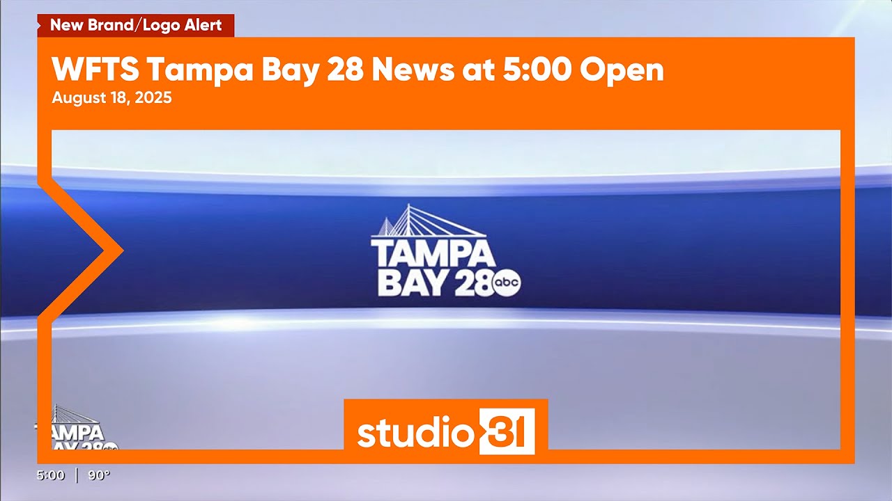 WFTS Tampa Bay 28 News at 5:00 Open, 8/18/2025 (New Brand/Logo)