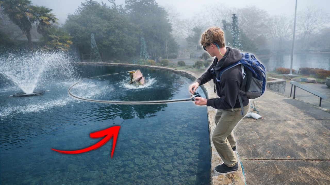 Fishing TINY Amusement Park PONDS For 10Lb BASS! (Night Fishing)
