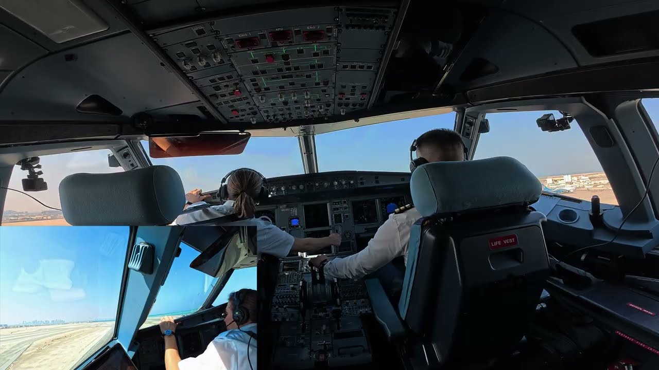 A320 DOH qat DOHA | ВЗЛЕТ 34L | 4K-обзор кабины | Связь с УВД и экипажем