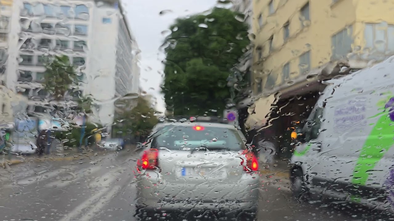 A rainy day in the capital city of Athens #athensgreece walking tours 8k