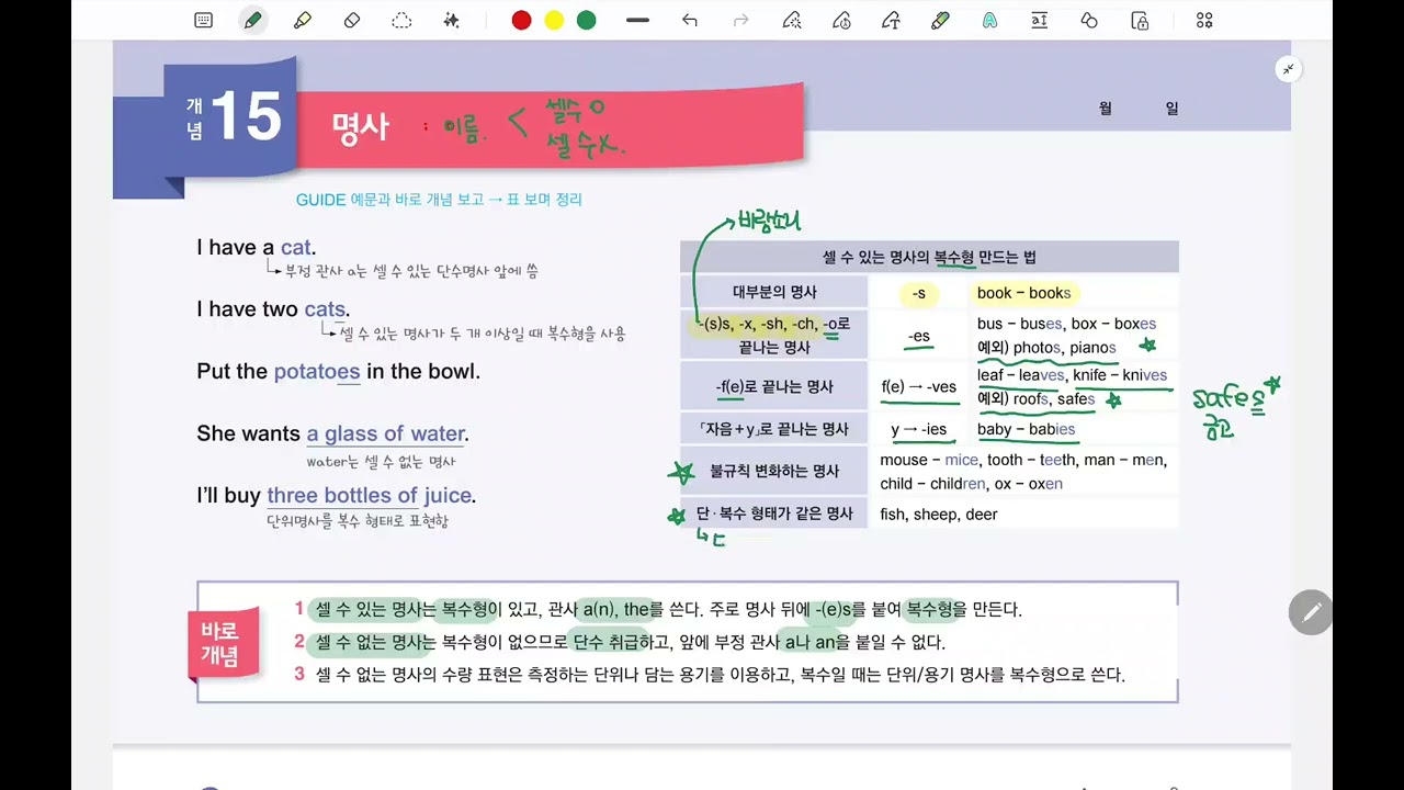 바로 문장 쓰는 문법 Lv1 개념 15-16 명사 인칭대명사