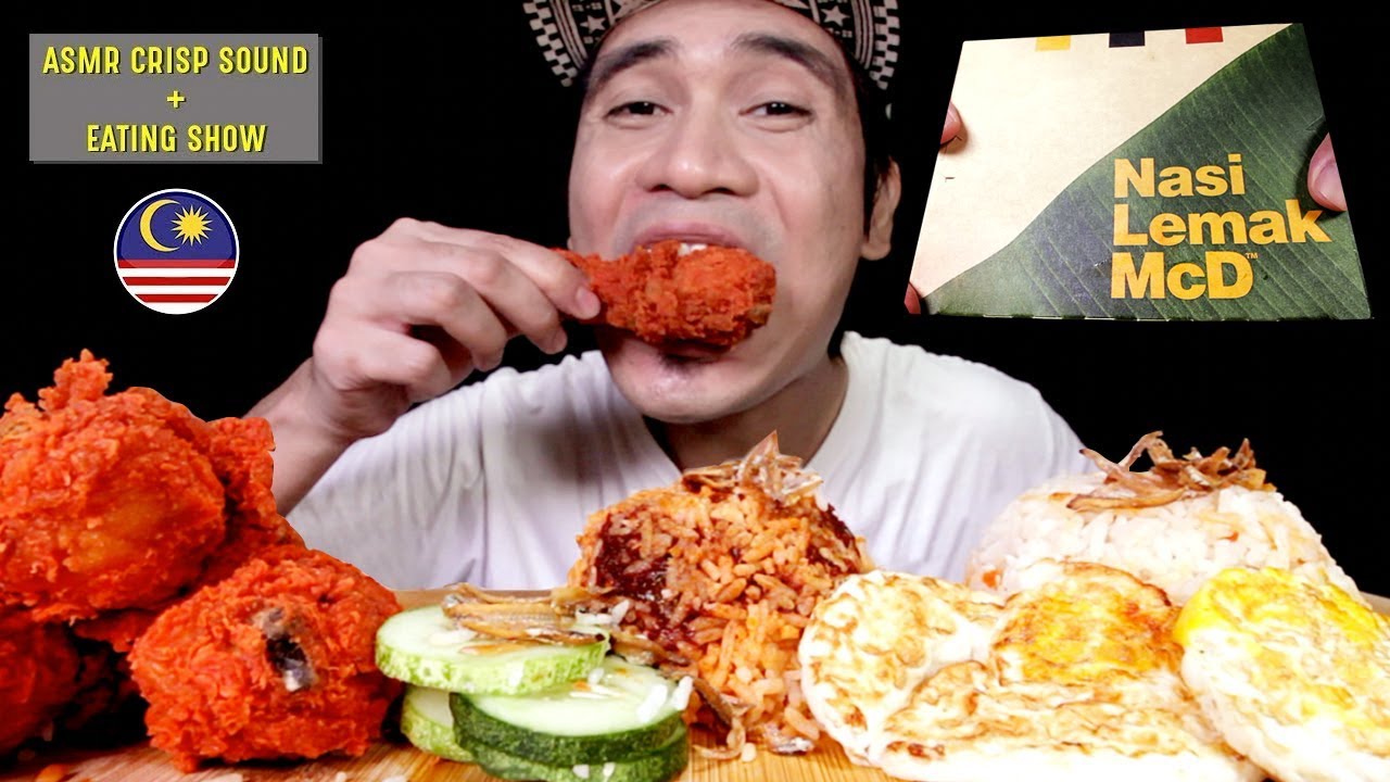 NASI LEMAK MCD WITH 3X SPICIER AYAM GORENG, PERFECT COMBINATION.. | EATING SHOW W/ ASMR