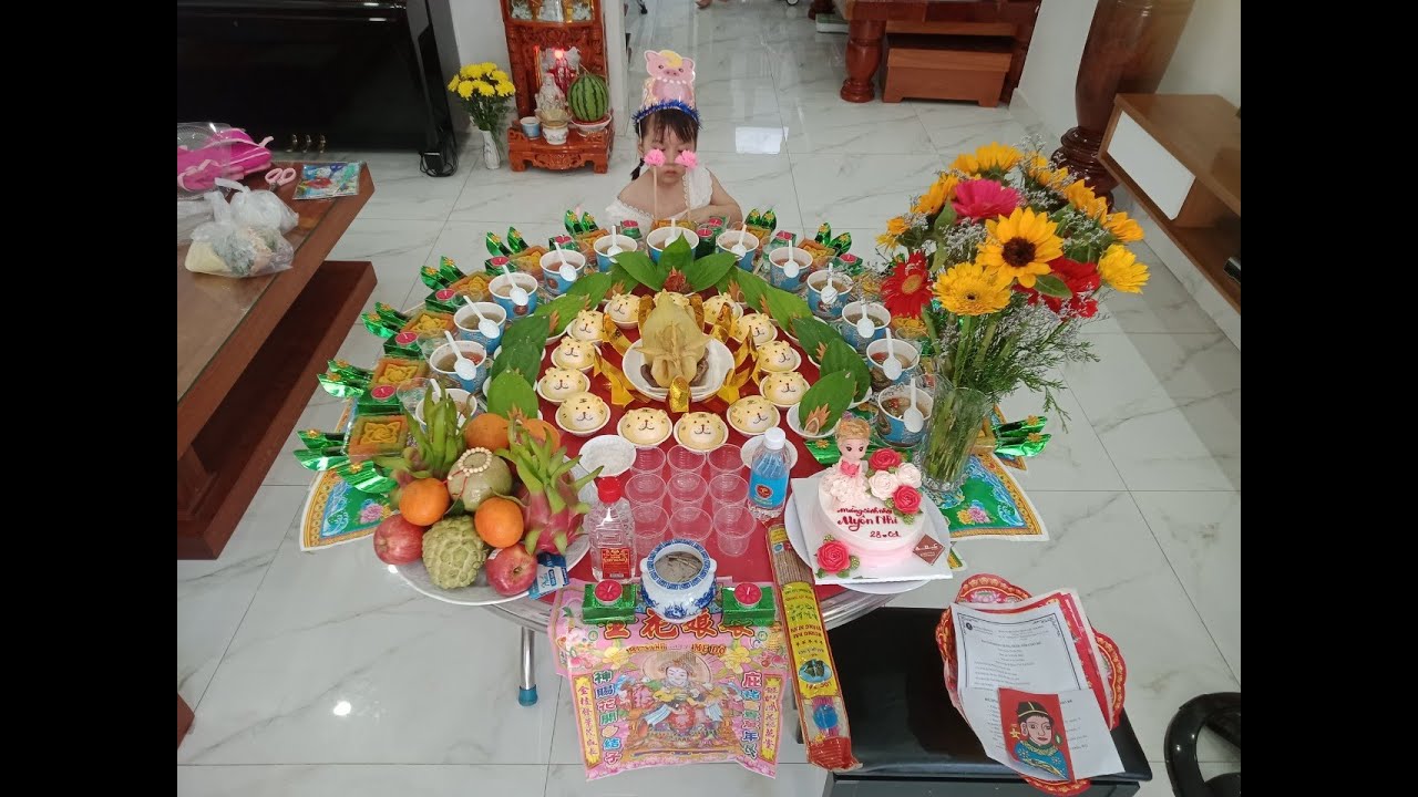Lễ vật mâm cúng thôi nôi bé trai bé gái đơn giản
