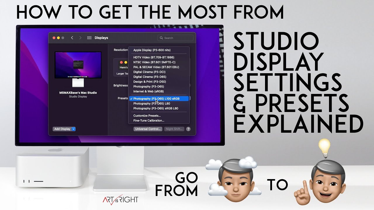 Объяснение режима предустановок дисплея Apple Studio и как создать пользовательскую предустановку...