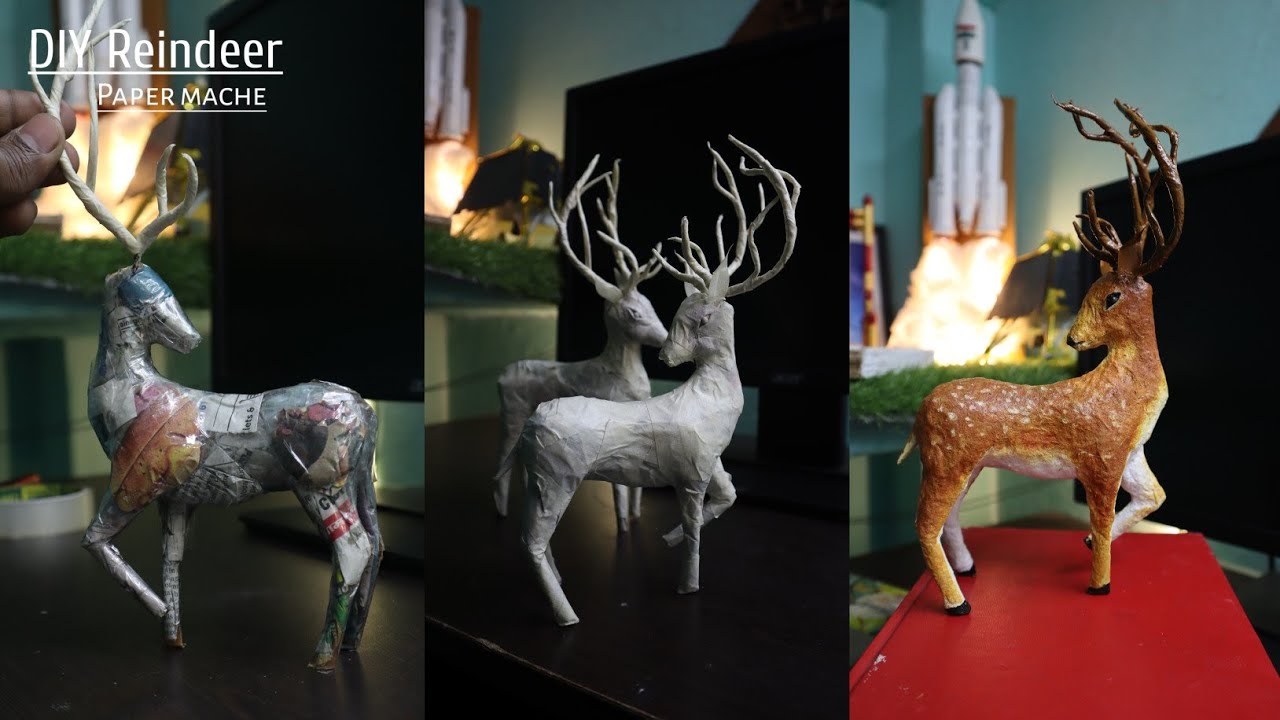 How to Make Reindeer from Paper mache | Deer making