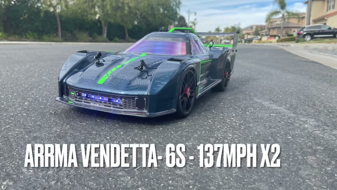 Arrma Vendetta - 6S - Speed Run - 137MPH Back to Back - Castle Creations MMX8s - TP Motor