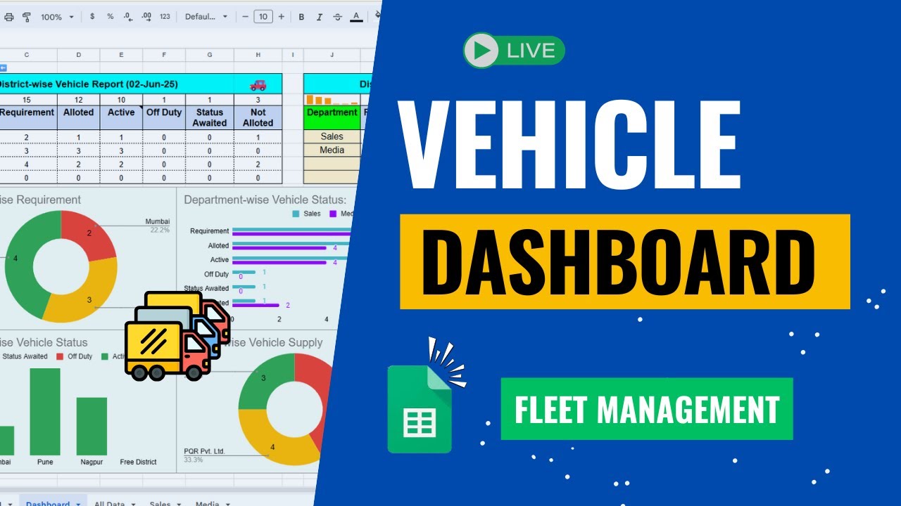Vehicle Fleet Management in Google Sheets with Interactive Dashboard!🚗