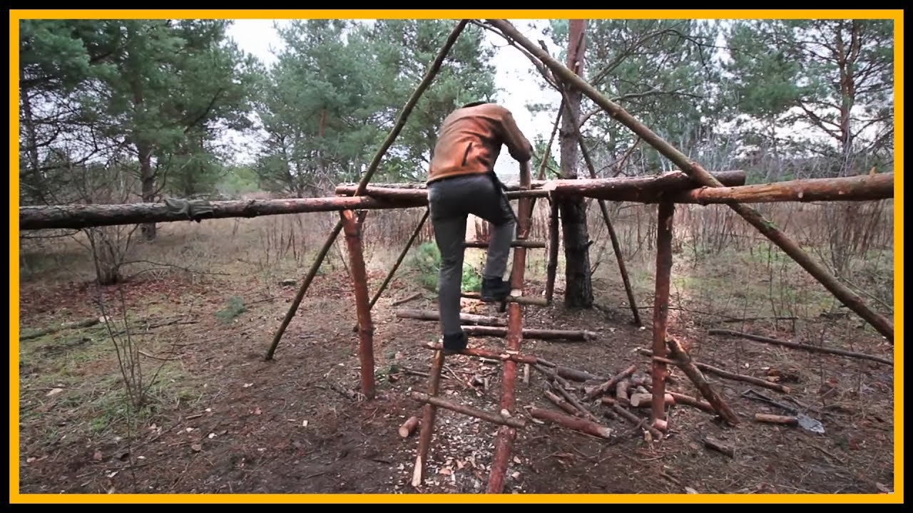 Bushcraft Camp [S01/E04] Dachgestell und Leiter - Lagerbau Outdoor Shelter