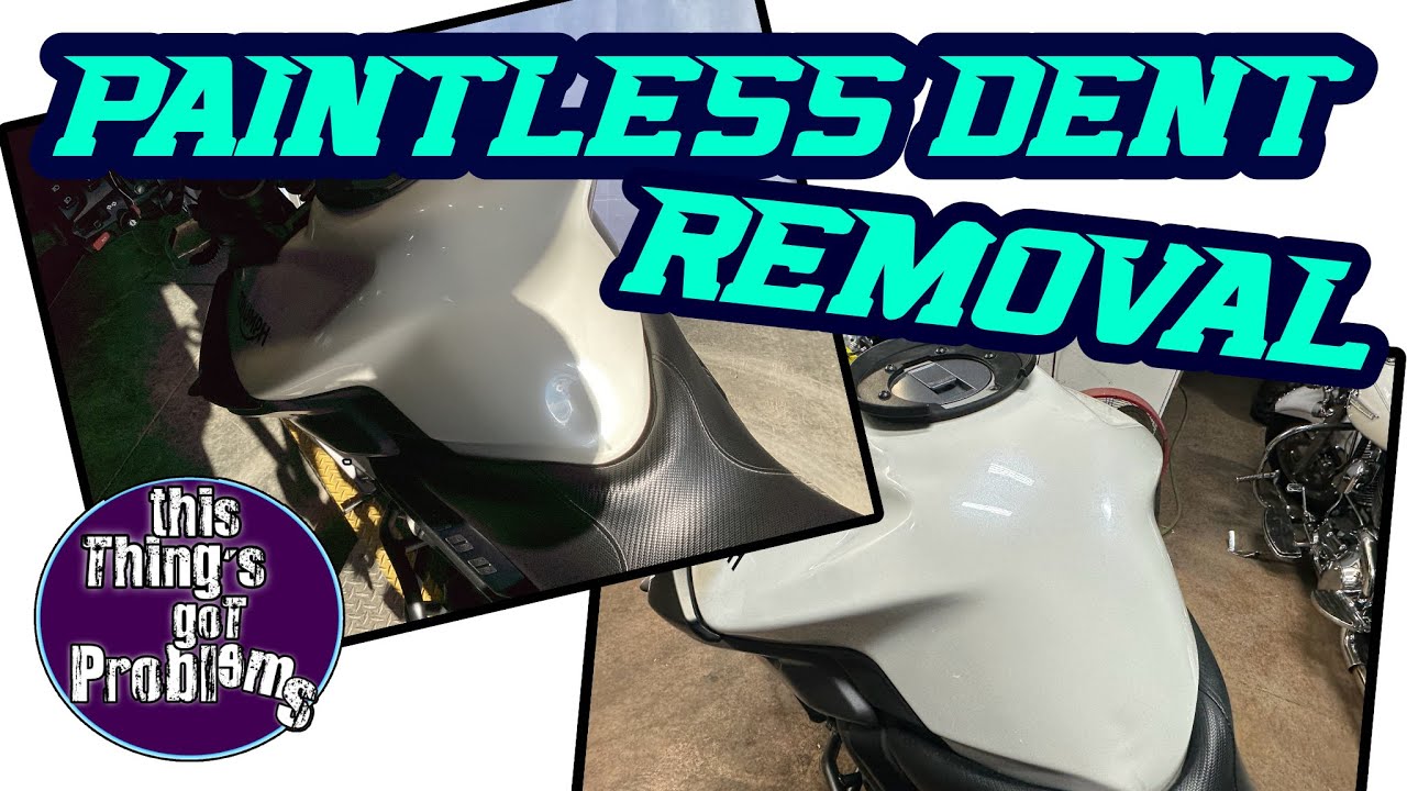 Small dent fix - Eastwood PDR Hot Glue Kit, Triumph Motorcycle Fuel Tank