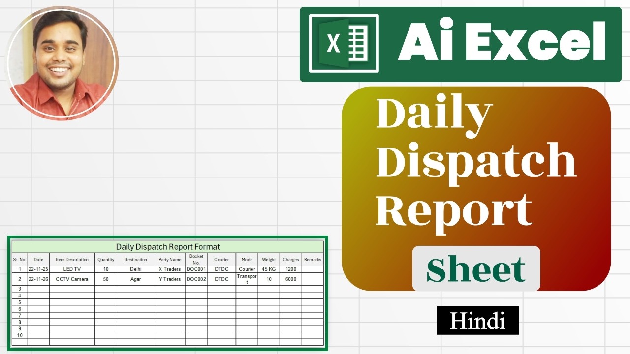 AI Se Daily Dispatch Report Excel Sheet Format Kaise Banaye | Daily Dispatch Report Excel
