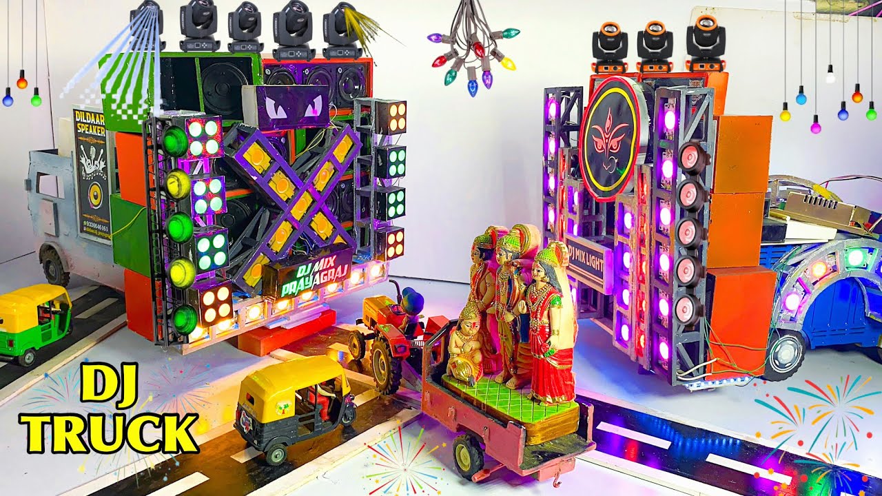 Mini Dj Truck Setup Loading at-home by Cardboard Making Dj truck | Mini Dj SetupI dj wala & dj gadi