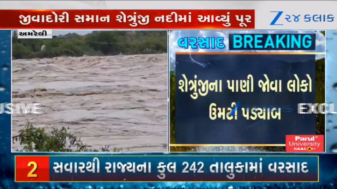 Several rivers in Amreli swell as the region receives heavy rain showers since early morning hours