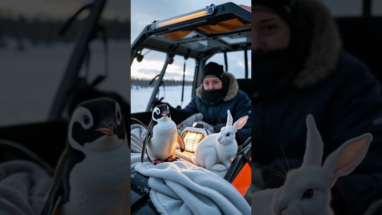 Rescue Team Saves Frozen Rabbit#shorts #shortsfeed  #ytshorts #fypviralシ #penguinrescue