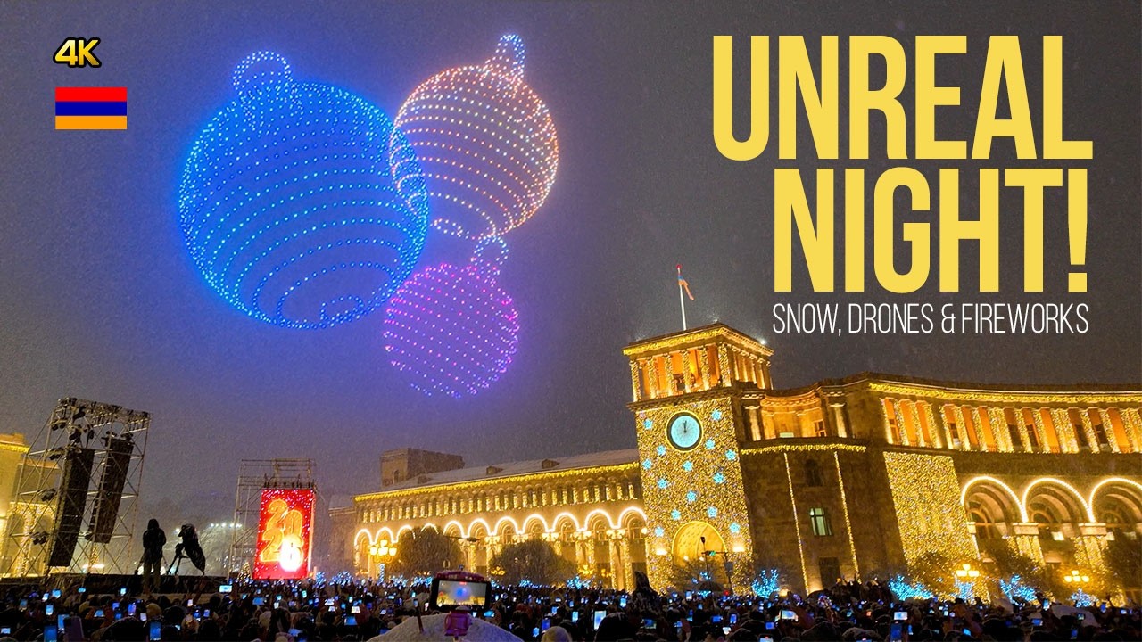 This Is How Yerevan Welcomed 2026 🇦🇲❄️ | Snow, Drones & Fireworks