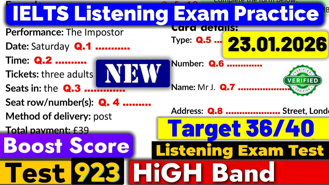 IELTS Listening Practice Test 2026 with Answers | Recent Exam - 23.01.2026