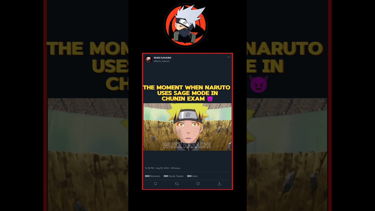 The moment when naruto uses sage mode in chunin exam when he fighting with kanaharu||