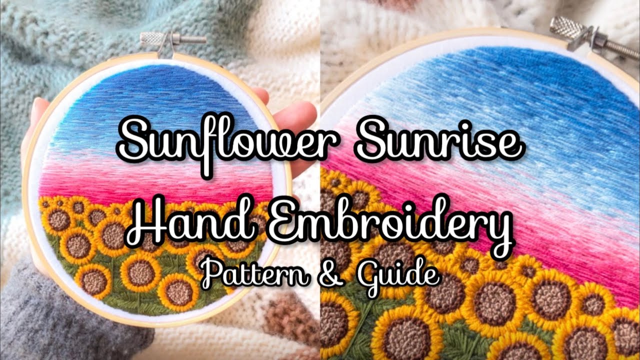 Hand Embroidered Landscape PDF Pattern & Guide ｜ Sunflower Embroidery Design ｜ Hand Embroidery