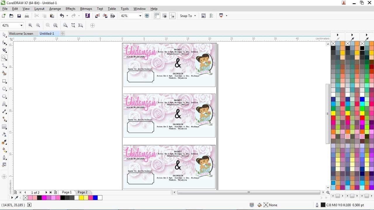 TUTORIAL : Desain Undangan Pernikahan Sampai Siap Cetak CorelDRAW X7 Part: 1