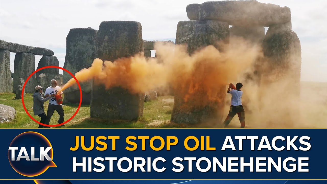 BREAKING: Just Stop Oil Attack Stonehenge With Orange Paint