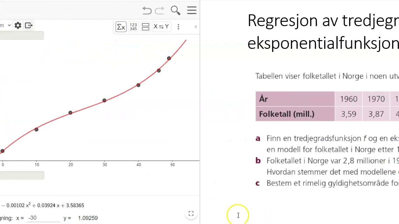 Regresjon- Tredjegradspolynomer og eksponentialfunksjoner
