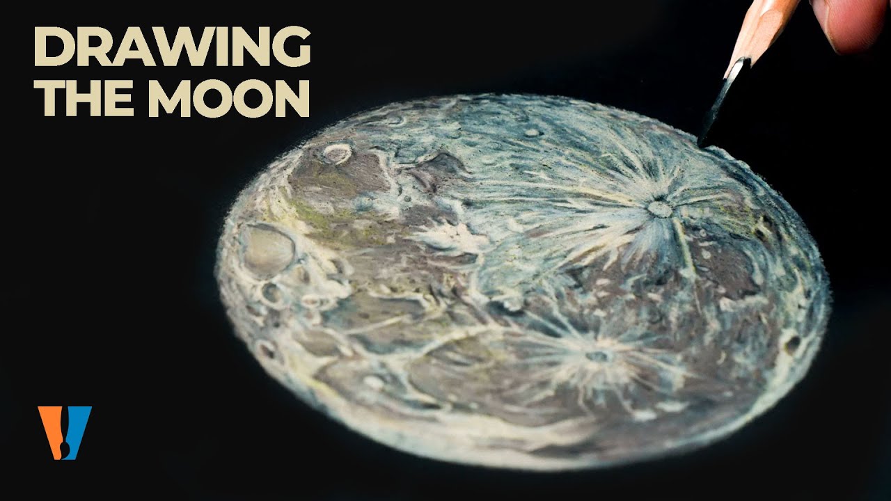 Moon Drawing with Colored Pencils