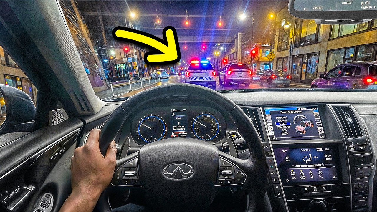 Q50s Gliding Through Downtown Chicago After Dark (POV)