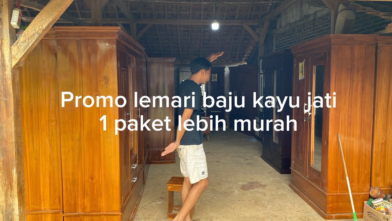 Promo lemari baju kayu jati 1 paket lebih murah jatim jateng free ongkir bayar cod 083129347971 