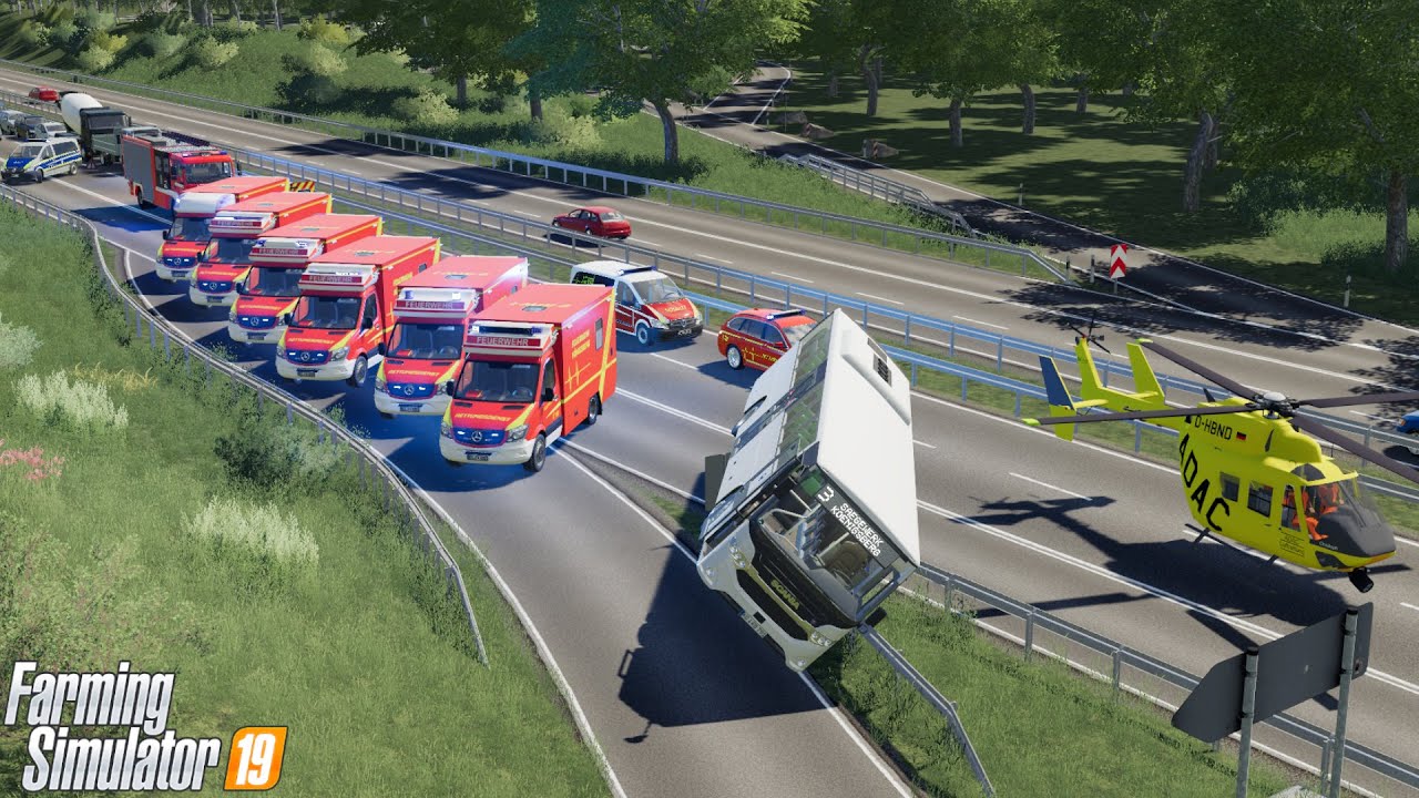 LS19 - MANV 10 - Bus verunfallt auf Autobahn! Großeinsatz für Rettungsdienst und Hubschrauber 😳