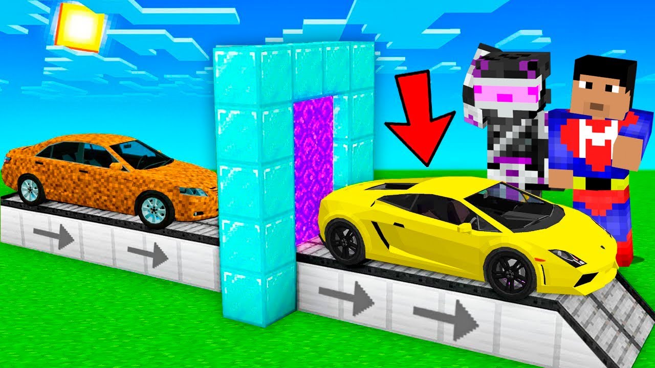 USÉ UN PORTAL PARA MEJORAR MI COCHE EN MINECRAFT TROLL 😱