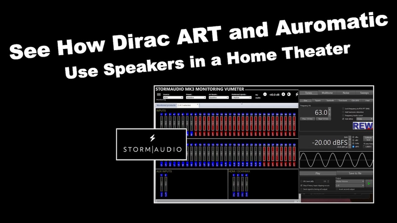 StormAudio ISP Elite MK3 Processor Vumeter Monitoring of Dirac Live ART and Auro-Matic