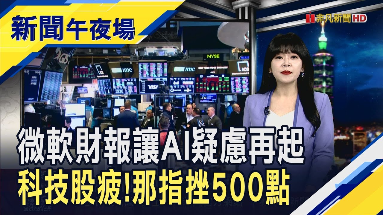 美上周初領失業金人數高於預期 資本支出增.雲端成長放緩 微軟重摔11% 特斯拉不管電動車了? 馬斯克力拚電動車 ｜主播 賴家瑩｜【新聞午夜場】20260129｜非凡財經新聞