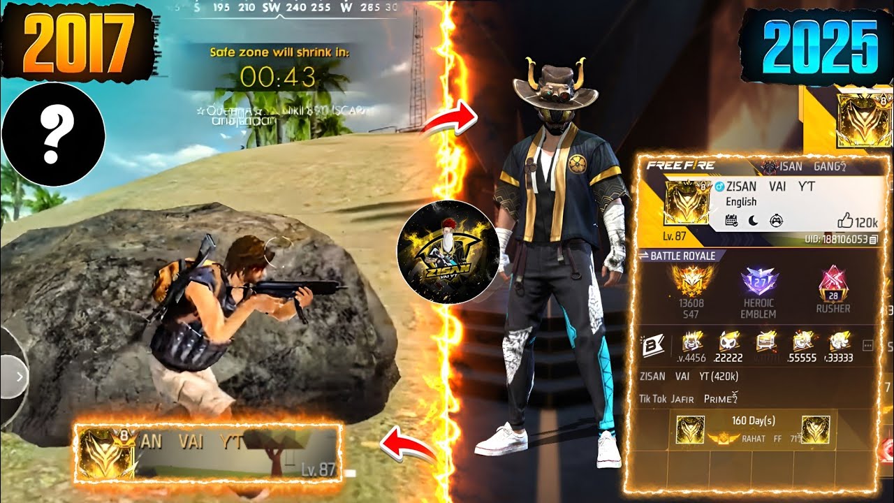 2017 সালের Zisan Vai Yt Vs 2025 সালের Zisan Vai Yt 😱|| Free Fire Old Player 2017 Vs 2025 - Free Fire