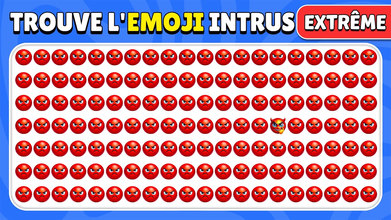 Trouve l’Intrus - Édition Emoji EXTRÊME 😀😢😡🔥 | 40 Niveaux Ultimes | Quiz Lapinou
