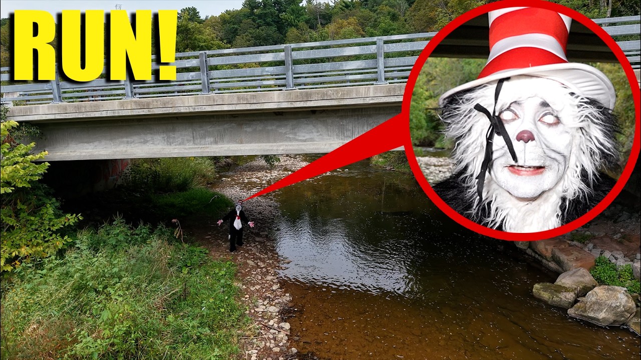 Drone catches Cat in the Hat in Real Life under haunted bridge!! (He was pissed)