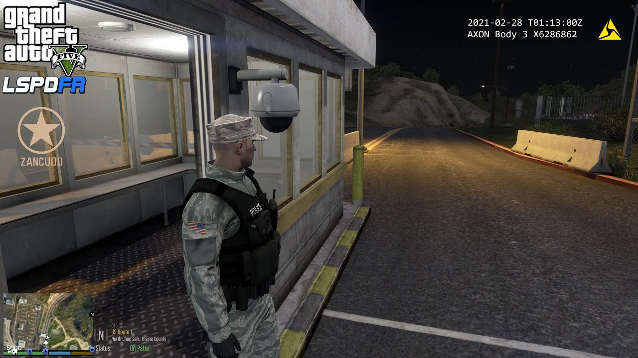 GTA V - LSPDFR 0.4.8🚔 - U.S. Military Police - Fort Zancudo Patrol - Trespassing/Pursuits - 4K