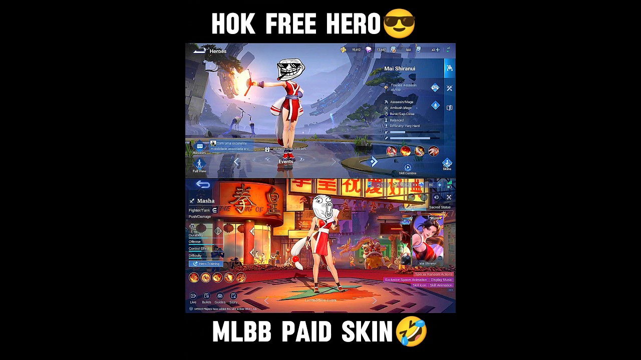 Free hero vs Paid skin / Same same but different😎#honorofkings #hok #shorts