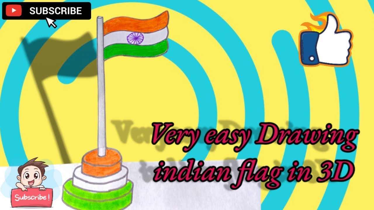 Indian flag 🇮🇳 drawing in 3D on paper step by step#india 