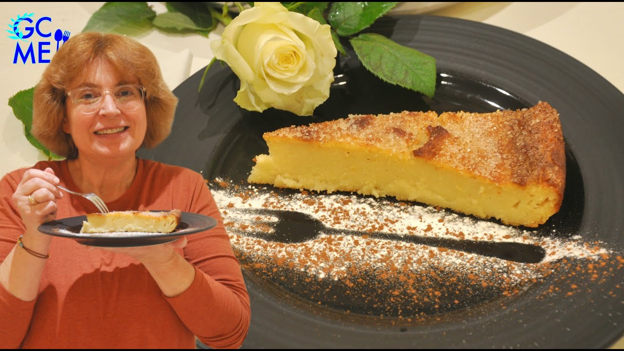 Traditional Greek Milk Pie aka 'Galatopita' without filo - Παραδοσιακή Γαλατόπιτα Μάνης χωρίς Φύλλο