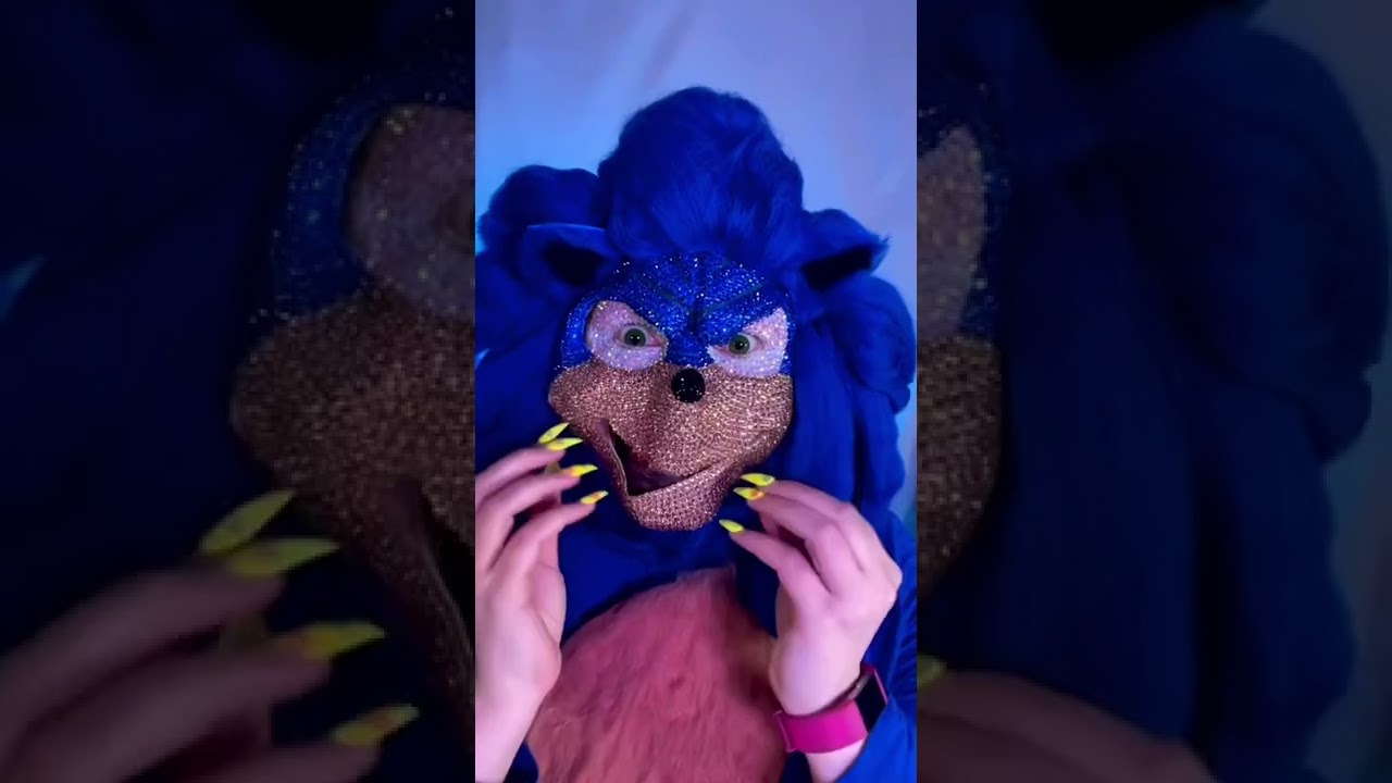 Sonic Rhinestone Makeup ASMR | Scratching ASMR | Sonic the Hedgehog Cosplay